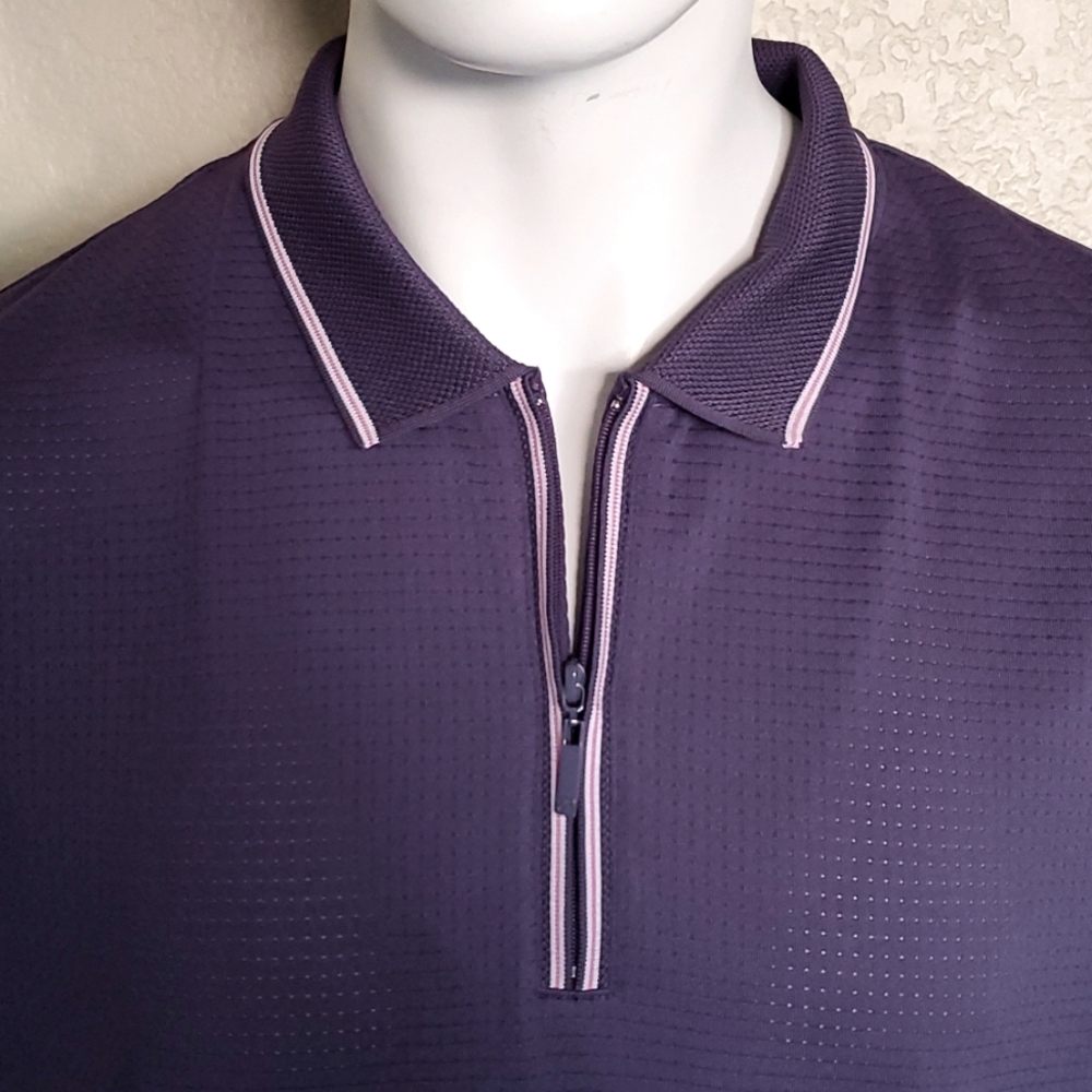 IJP DESIGN Ian Poulter Polo Golf Shirt Purple Zipper Large NWOT